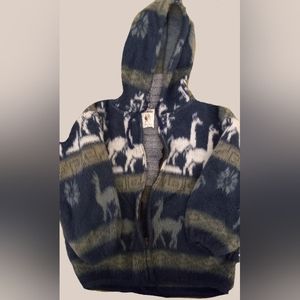 Tejidos Aly Marka Unisex Alpaca Llama TODDLER SIZE L Hoodie Sweater Zipup Jacket